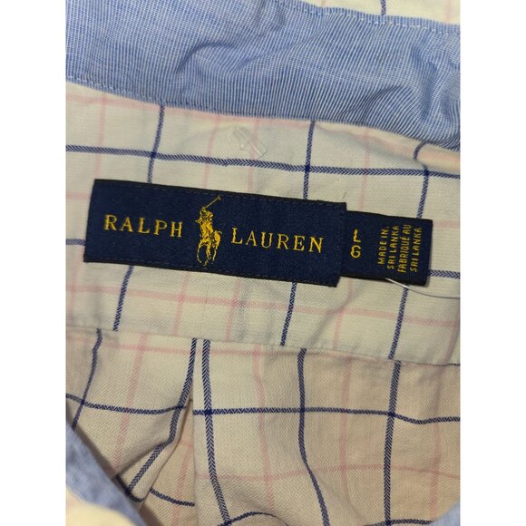 Ralph Lauren Mens Large Button-Down Long Sleeve Plaid Cotton Shirt - Picture 5 of 7